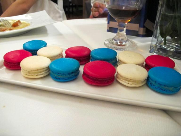 Blue, white and red macarons - the colours of the French flag!