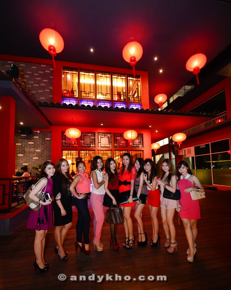 The girls outside the restaurant