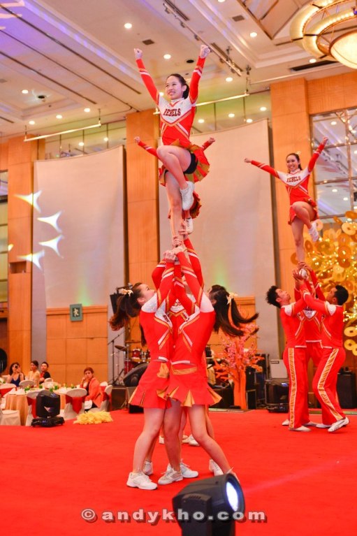 A cheerleading display as Carlsberg is very involved in football internationally having sponsored EURO 2012 and also BPL clubs Arsenal and Liverpool