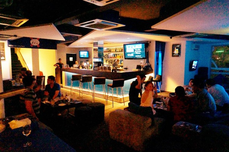 The interior and the bar