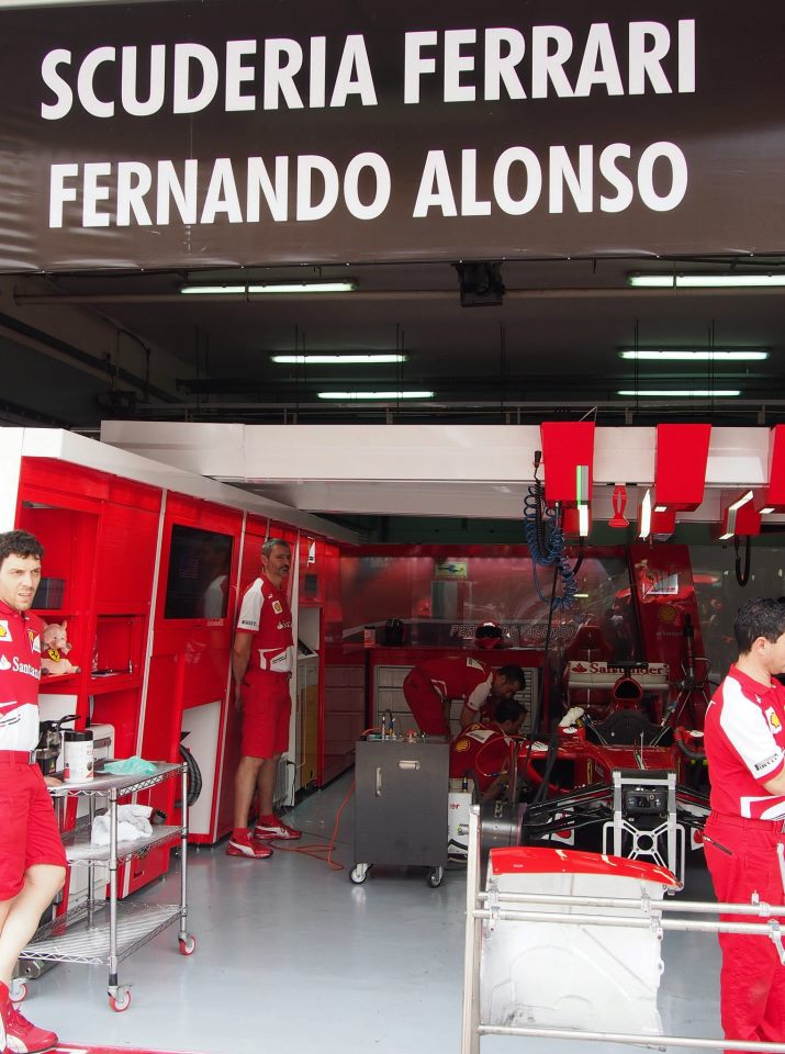 A peek at the Ferrari garage!