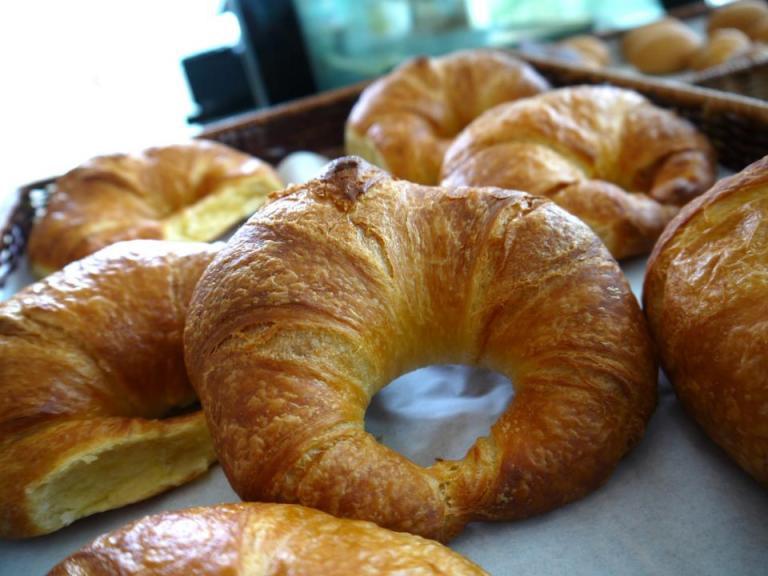 Light fluffy croissants which were made from Australian butter instead of margerine which causes a rubbery texture