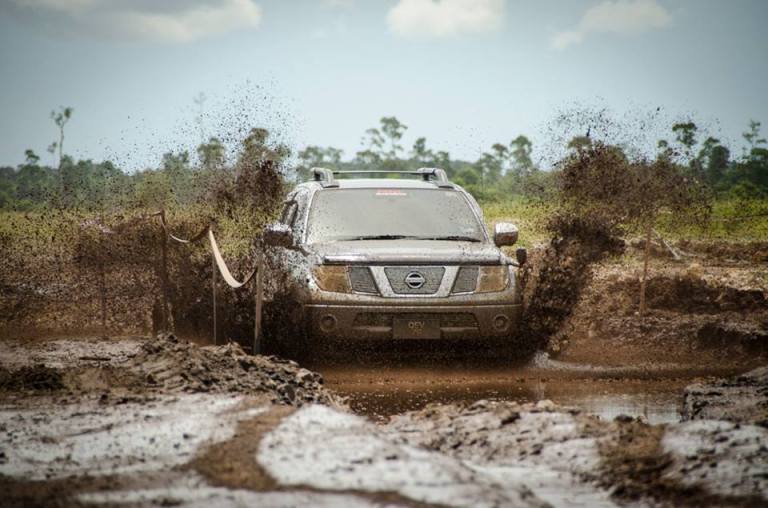 Going through the mud track