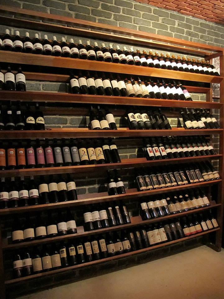 This is just one of their wine racks. They have a wide range of different wines from various regions.