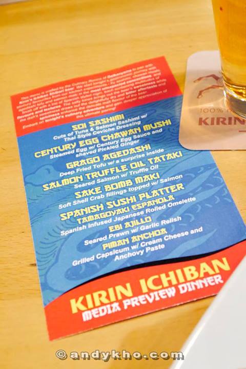 And so we had a degustation menu to go with the Kirin Ichiban beer!