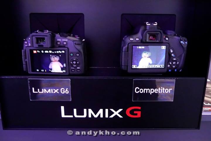 This was a test between the G6 versus a "popular DSLR brand" camera to test the performance in dark conditions without the assistance of the AF-assist lamp. The G6 easily picked out and focused on the object while the other camera simply could not focus at all. Pretty impressive!