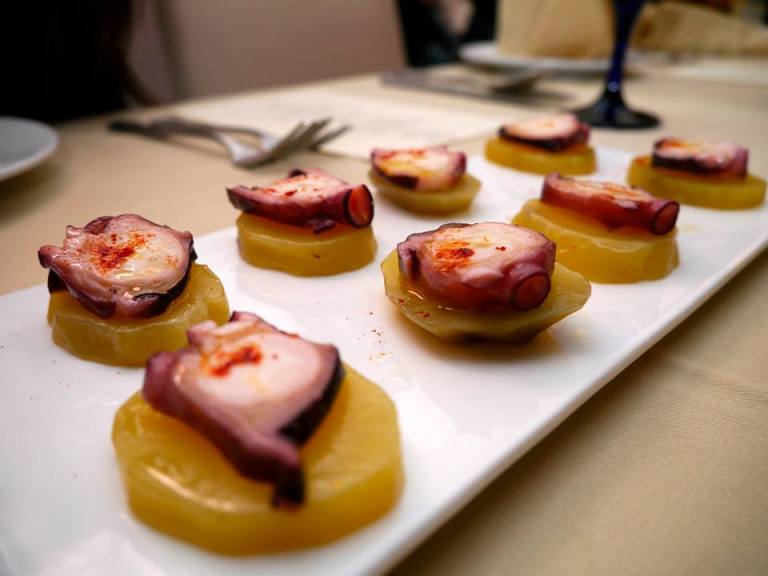Pulpo a la Gallega - Spanish octopus (because local octopus simply won't do) with potato, lightly dusted with paprika. The different textures and subtle in this dish were a delight to savour!
