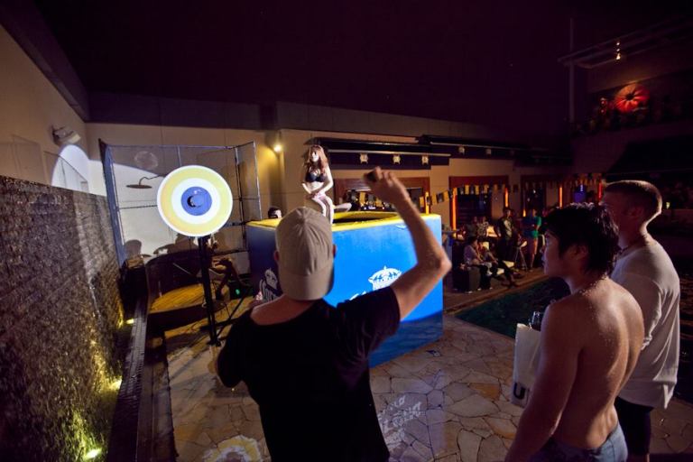 The dunk machine was a big hit. Again guys trying to get girls wet.