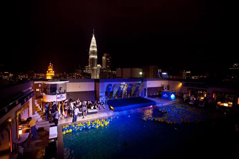 A pool under the stars with a magnificent view of the KL skyline at night