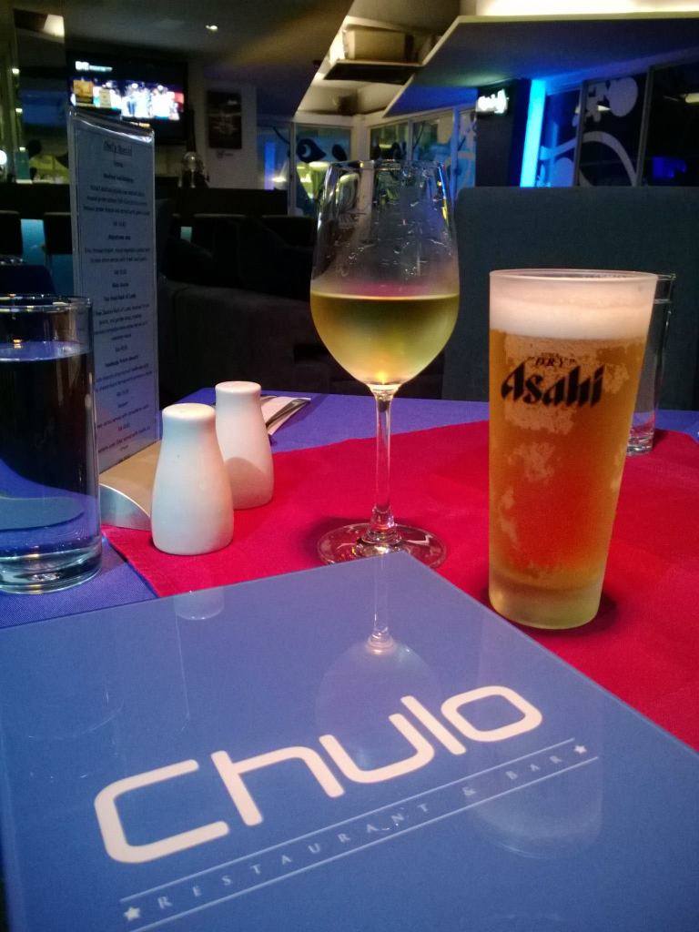 Some Asahi Super Dry and white wine to start the night