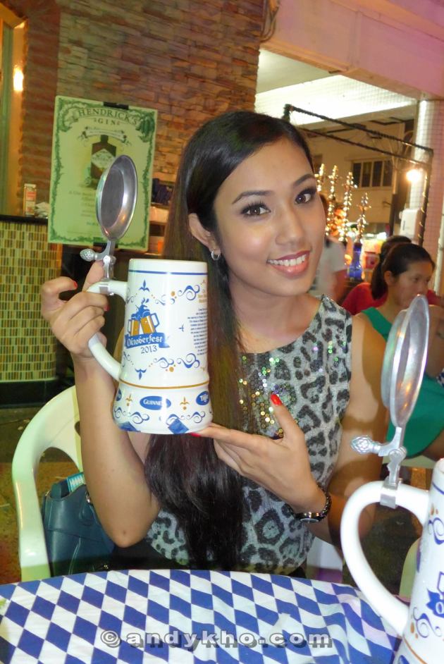 Kay with her 1 litre stein. Best thing about buying it is that you get to take home the stein!