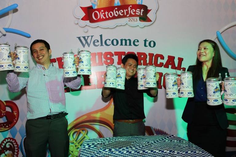 At the Oktoberfest parties there will be a number of fun activities and games that are popular during the Oktoberfest season including  Masskrugstemmen (Beer Mug Holding Competition), where participants will have to test their strength and stamina in holding increasing numbers of beer mugs (each mug weighs approximately 5 pounds when filled with beer)