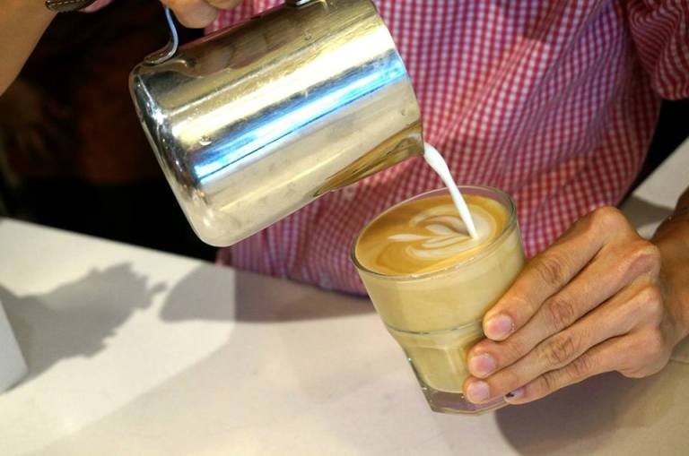 Then we got a little coffee art demo thanks to the expert barista