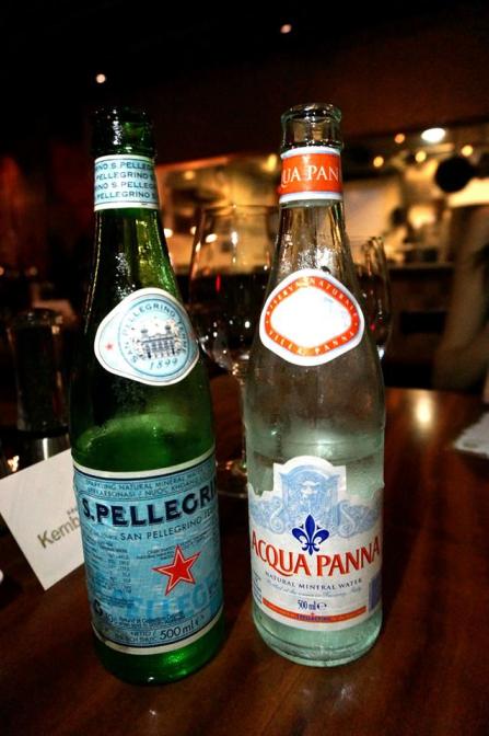 You have a choice of still or sparkling water