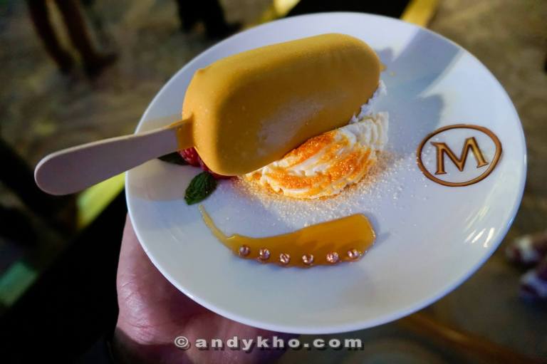 The new Magnum Gold consists of Vanilla ice cream with Sea–salt Caramel sauce, covered in Belgian Chocolate and double coated with gold Belgian Chocolate