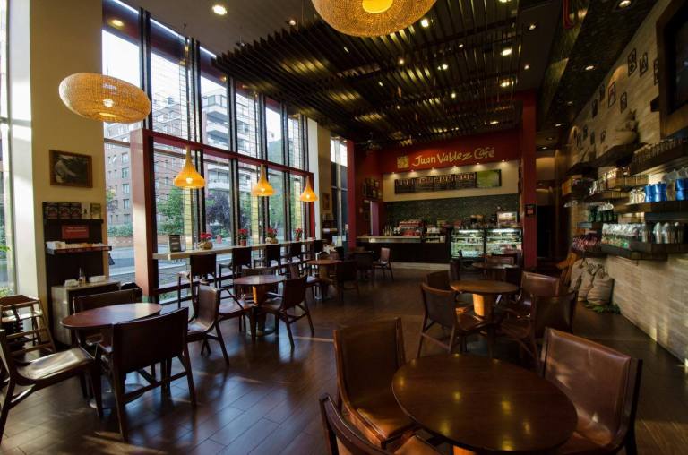 The first Juan Valdez cafe in Malaysia is 220 sqm and offers customers a beautiful view of the surroundings