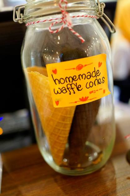 You can opt to have your ice cream in a cone or with the waffles or even by itself!