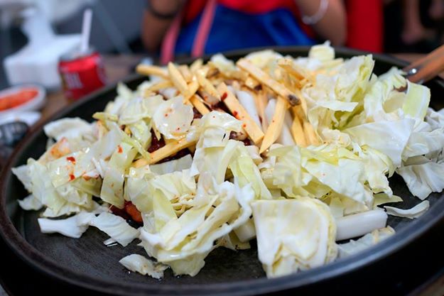 Only order the spicy one if you can really eat spicy food. We ordered 2 normal portions mixed with 1 spicy portion but even that was pretty spicy!