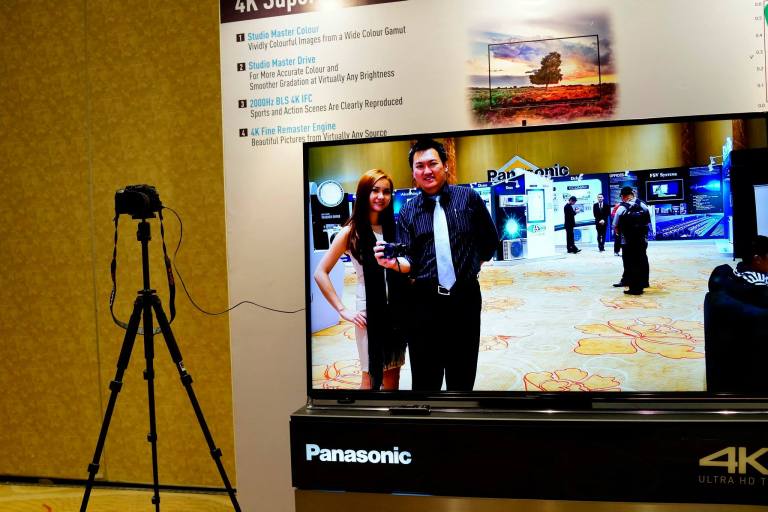 The GH-4 was hooked up to a Panasonic 4K TV to show us the quality. Of course since I was not using a 4K camera you can't really see the difference in this pic but the colours actually looked very natural