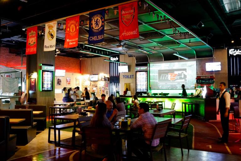 A look at SCORE which is a sports bar with darts machines, foosball, and pool tables.