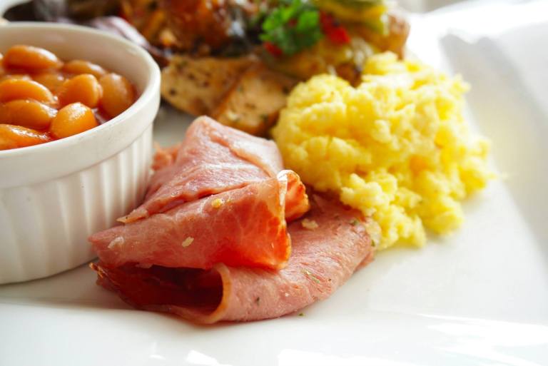 I liked pairing the beef bacon with the garlic bread!