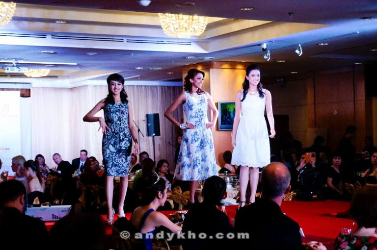 The finalists taking to the catwalk in Laura Ashley outfits