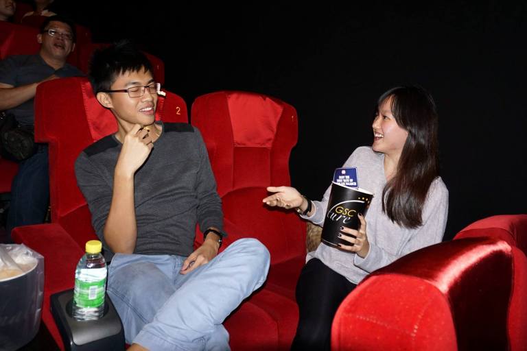 Guests were shown the new Kronenbourg 1664 interactive animated video reminding them to appreciate the moment and also to turn off their mobile phones after which Kenrick has guests try to throw popcorn into their partner's mouths.