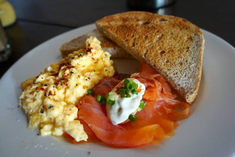 Smoked Salmon and Eggs with Toast