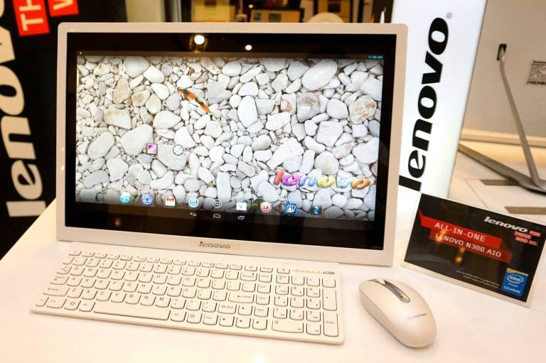 The Lenovo N300 All-in-One in stand mode