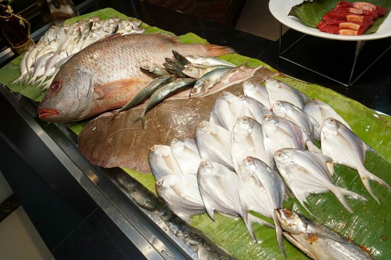 The grilled fish station where you could request for a whole grilled promfret fish!