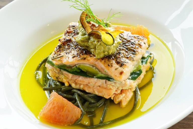 Steamed Salmon Napoleon