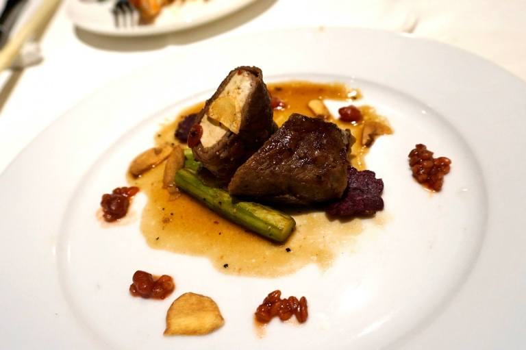 Beancurd rolled in pan-seared wagyu sirloin with moromiso sauce