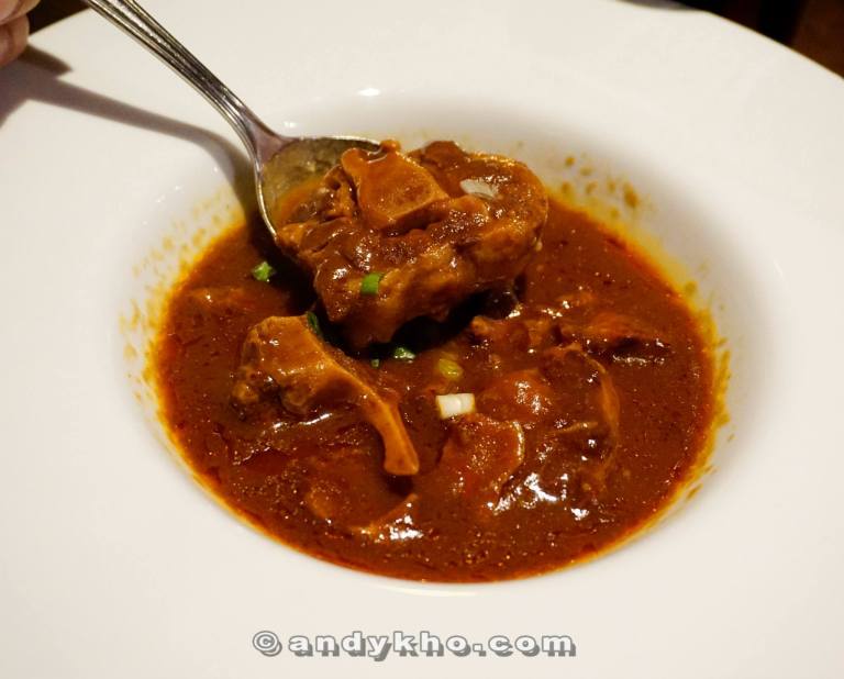 Fresh Oxtail Soup - Thick, savory, hot & spicy to whet your appetite - RM18.00 What a heartwarming start to the meal! Delicious and tender chucks of oxtail in a flavourful broth! This has to be my all time favourite soup at Monte's!
