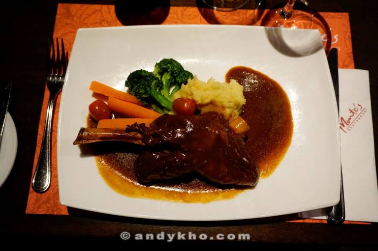 Braised Lamb Shank - Served with mashed potato & stewed mushrooms - RM35.00