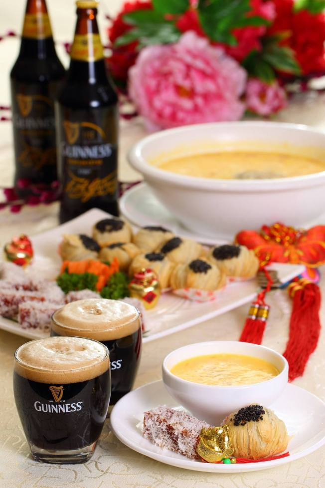 Chilled Fresh Mango Puree with Sago and Pomelo & Deep Fried Nian Gao and Deep Fried Sweet Potato Pastries