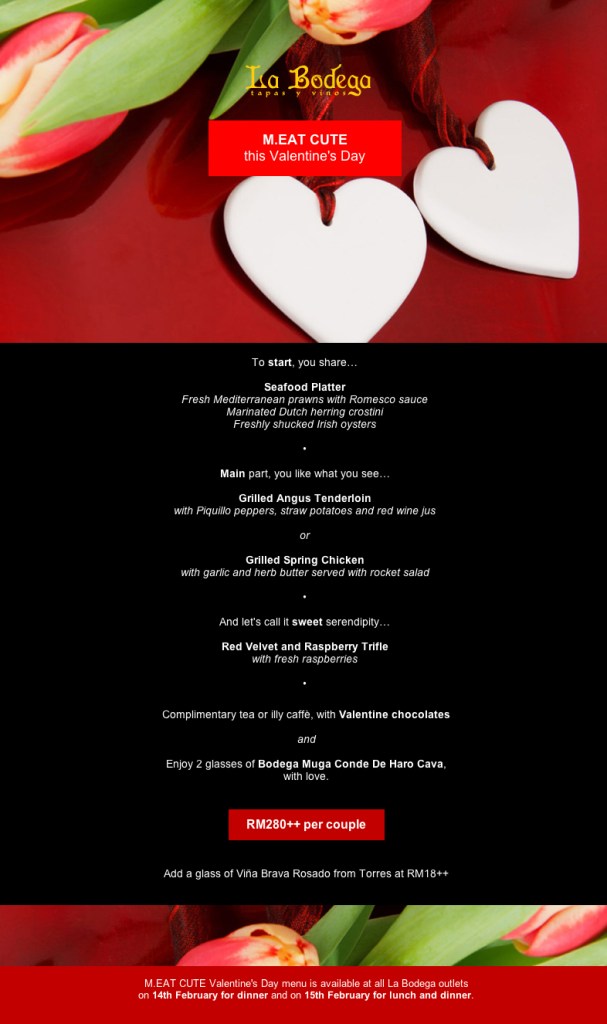 la bodega valentine's day menu