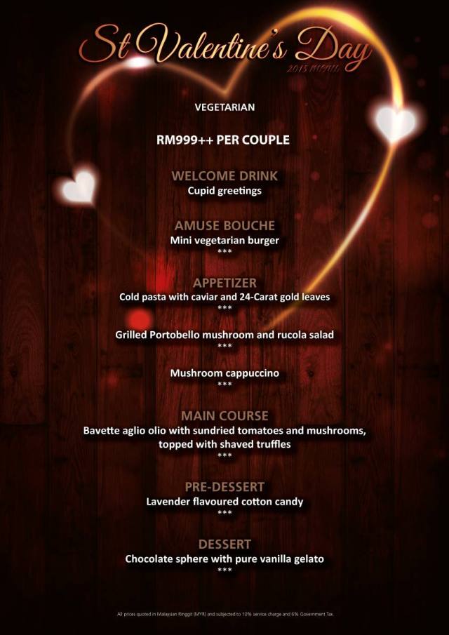 Marble 8 Valentine's Day 2015 Vegetarian Menu