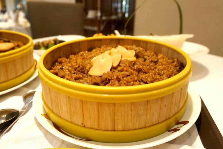 Wok-fried glutinous rice with assorted wax meat