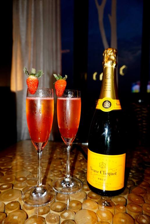 A pair of champagne cocktails to start off the meal