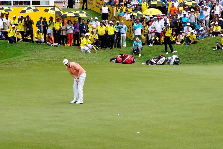 Going going...and stopped short 6 inches from the hole!