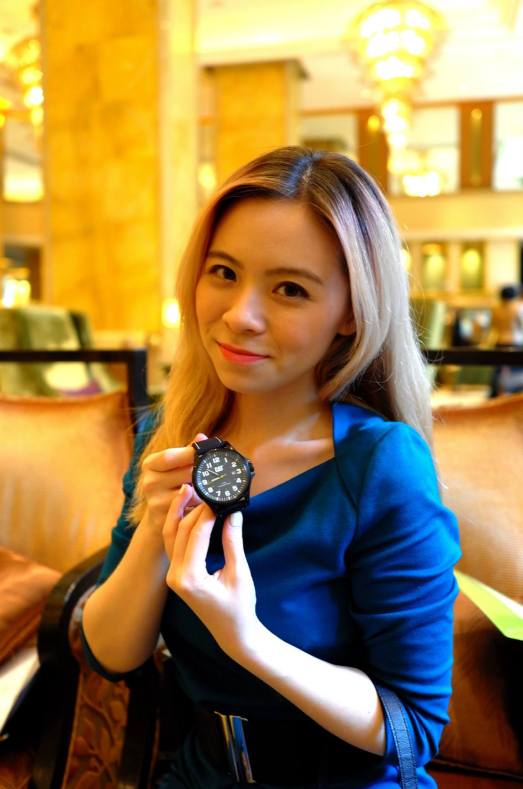 Blogger JQ with a Cat timepiece