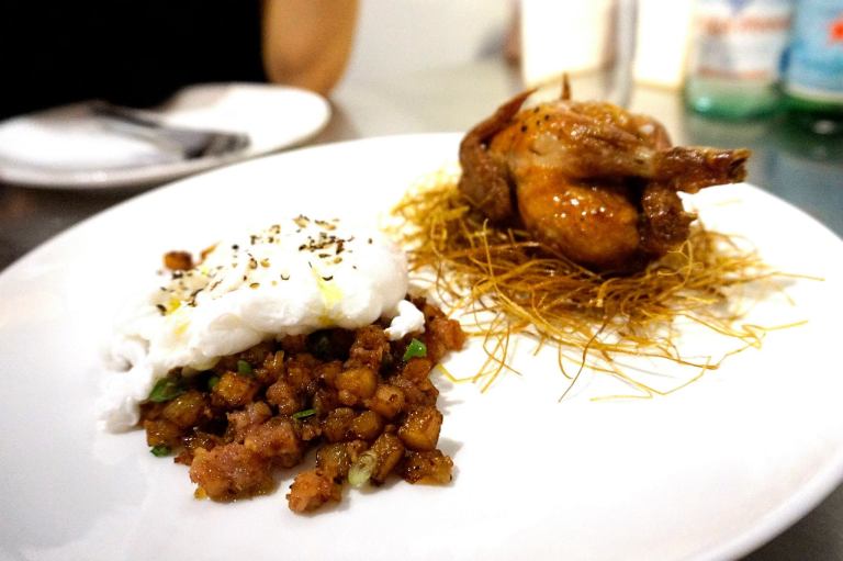 Orange Quail - bacon hash , egg & poached berries Apricot & Nut Salad 25 mix greens, apricot, nut vinaigrette & parmesan - RM27.00