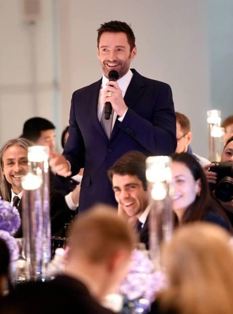 Montblanc brand ambassador Hugh Jackman welcoming the guests