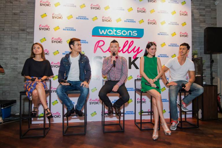 Danny Hoh, Head of Marketing, Watsons Malaysia and Watsons Celebrity Friends Reem Shahwa, Kit Mah, Amber Chia and Hansen Lee