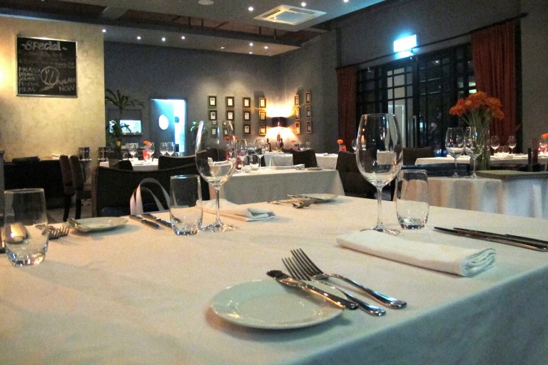 The dim lighting and well designed setting creates a romantic ambience