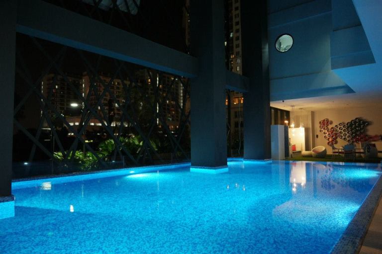 There is a salt water swimming pool where you can take a dip to unwind