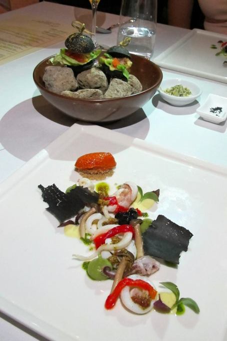 Squid, Paprika, Tierenteyn Pickles, Charcoal Burger