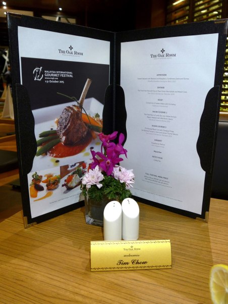 Now on to the special MIGF menu at The Oak Room