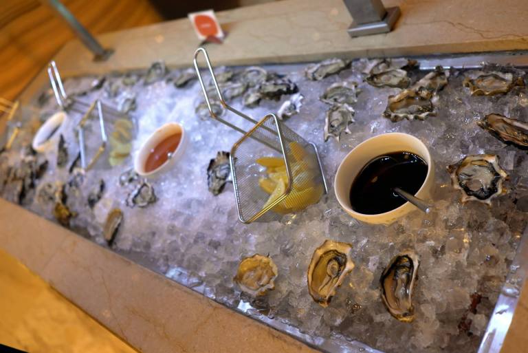 Seafood is continuously refilled by the staff to ensure maximum freshness