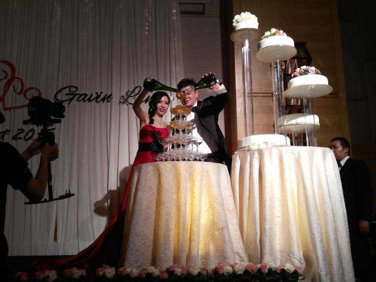 At Crystal's wedding dinner